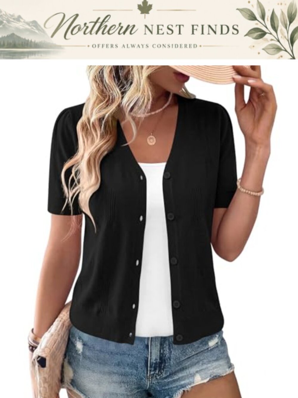 Lightweight V Neck Short Sleeve Knit Cropped Cardigan Bolero Shrug